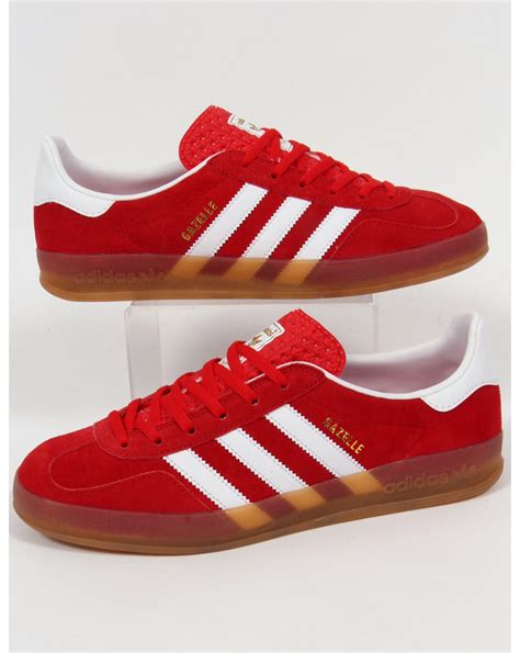 red Adidas gazelle gum sole